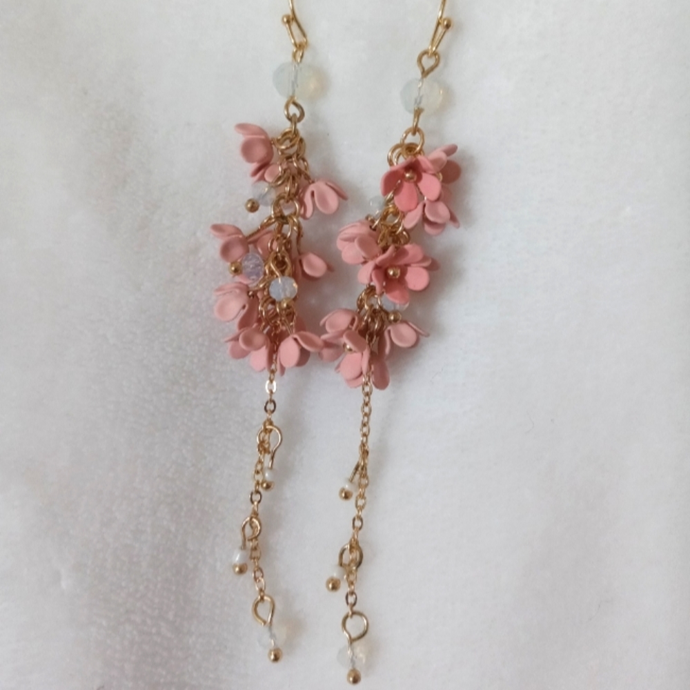 Pink flower earrings